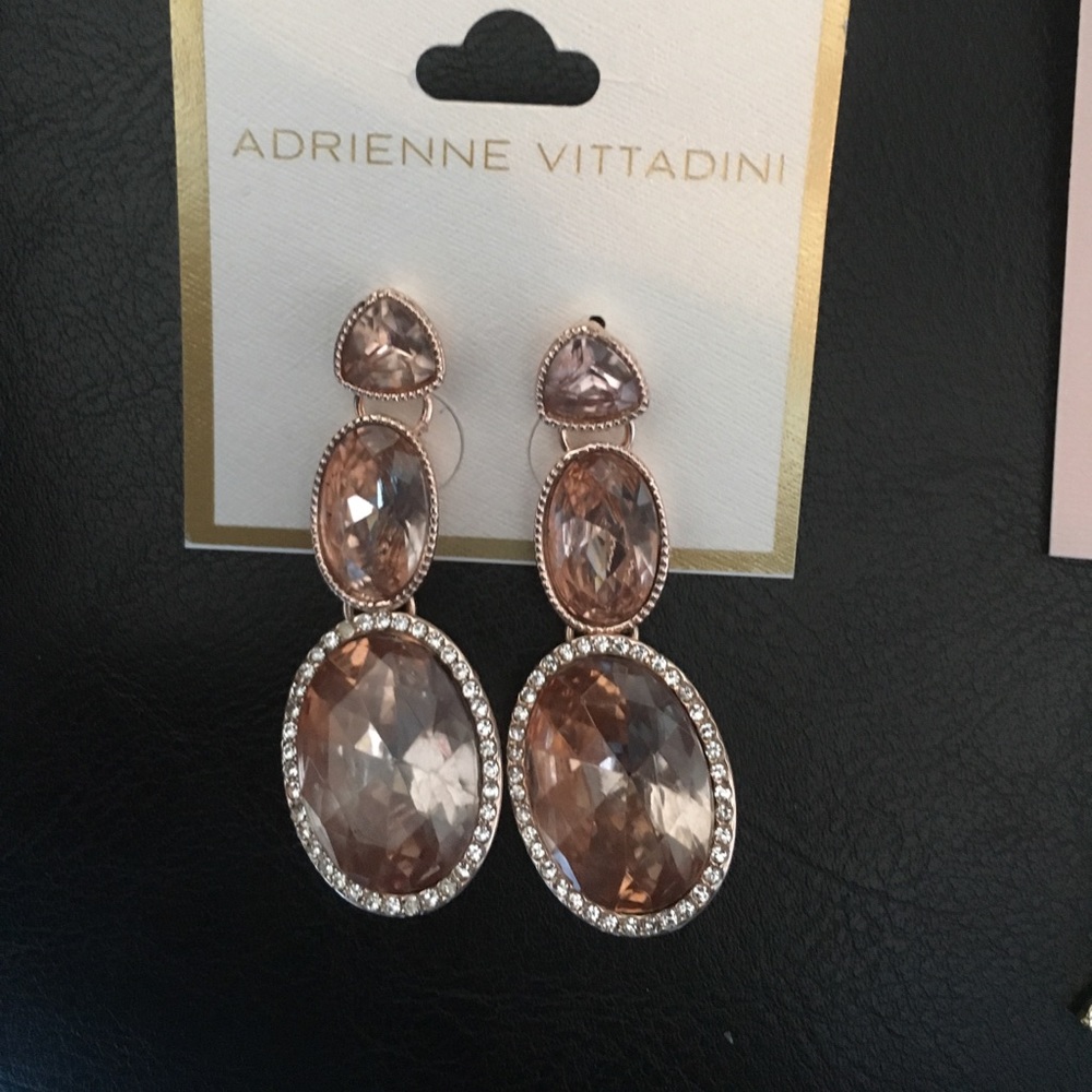 Adrienne Vittadini 3 Tier Pave Stones Earrings